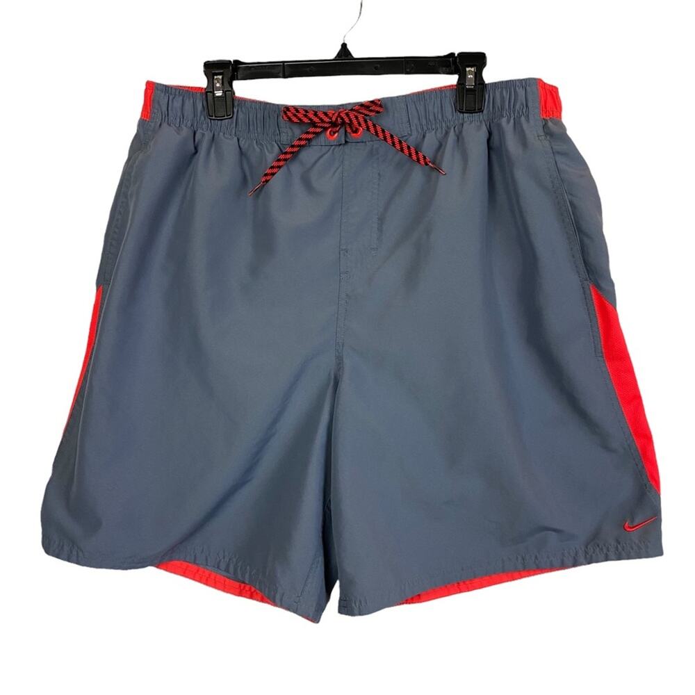 Nike Men's Gray Orange Swim Trunks Shorts Size XXL